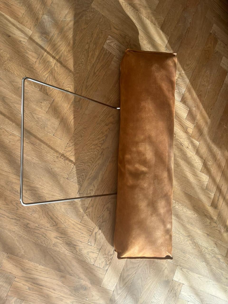 Suède leren 3-zitsbank cognac met nekrol - 212x87x83cm