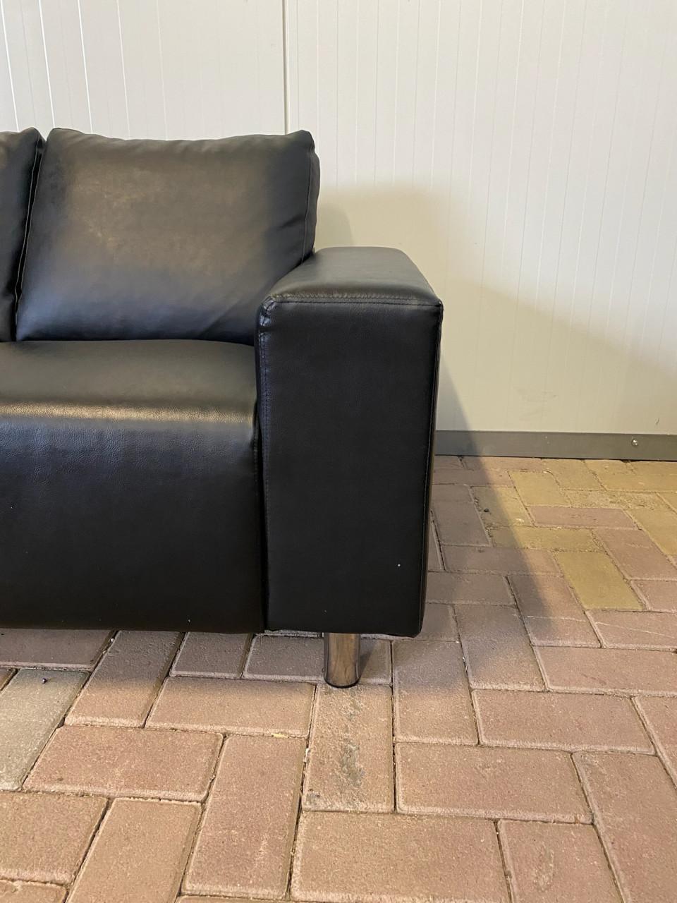 GRATIS LEVERING HEEL NL Mooie Zwart Leer 3-zitsbank