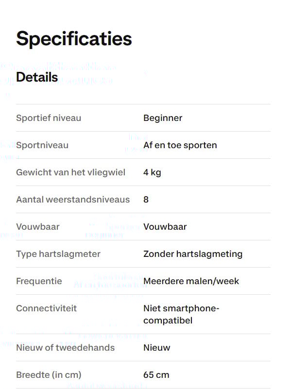 GERESERVEERD: DOMYOS Roeitrainer 120, opvouwbaar, vliegwiel van 4kg