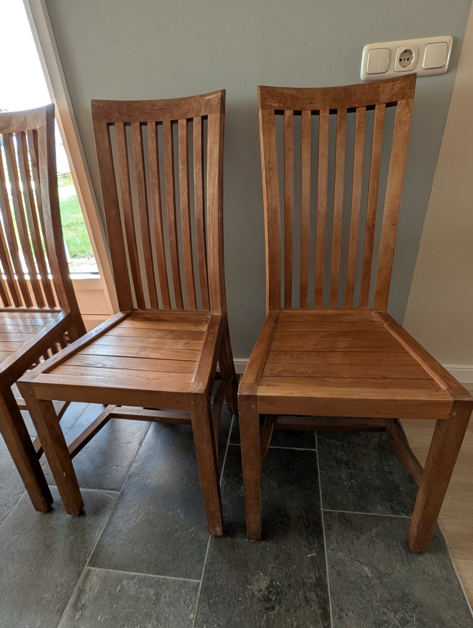 6 teakhouten eetkamerstoelen
