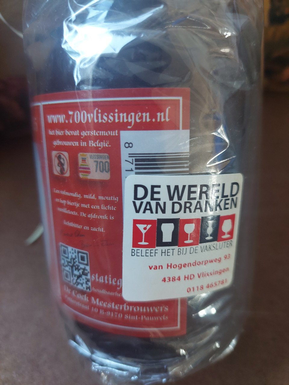 Bierfles blond bier souvenier 700 jr. Vlissingen