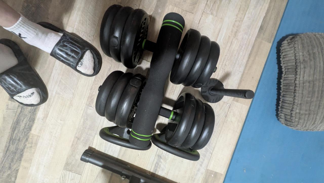 Tunturi Halterset 30 kg – Verstelbare Dumbbells & Barbell (2-in-1)