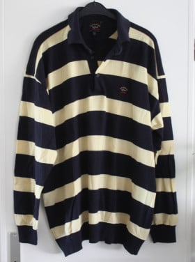 Geel blauw gestreepte trui maat 3xl