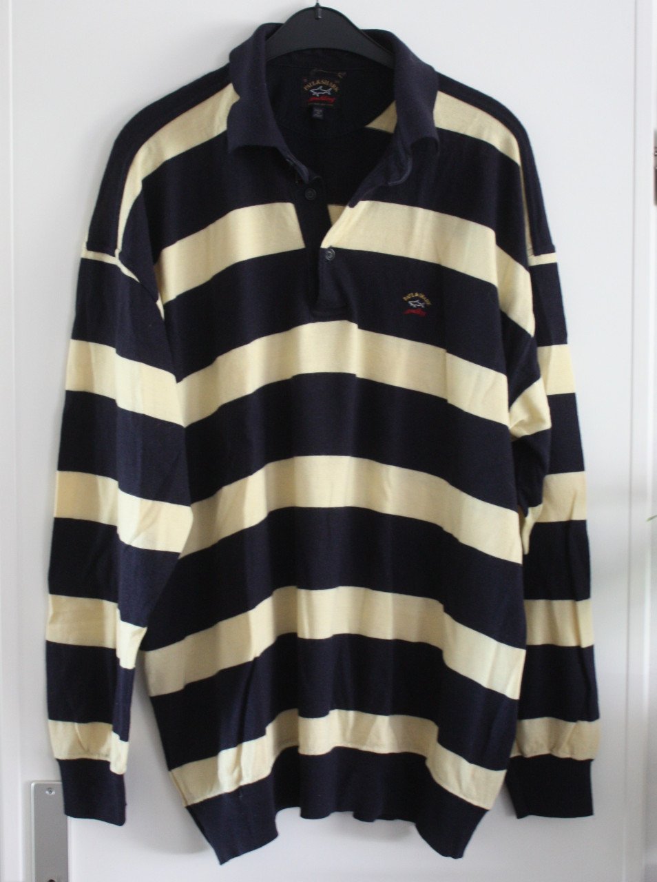Geel blauw gestreepte trui maat 3xl