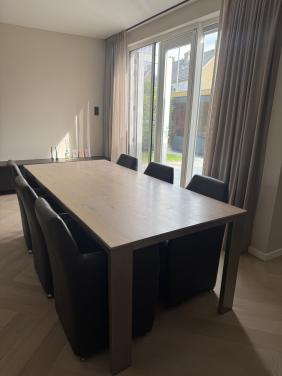 Bert Plantagie Eettafel RVS met Eiken blad