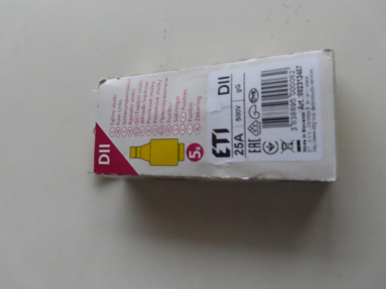 Zekering ETI Dll 25A 500V 5 stuks €.2,50