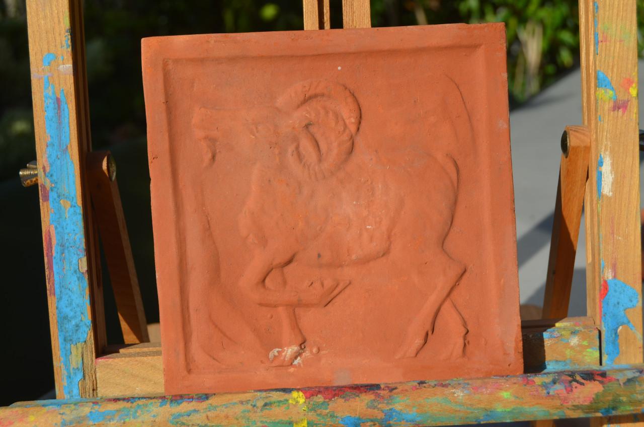 Verschillende terracotta tegels Sterrenbeelden/ Zodiac