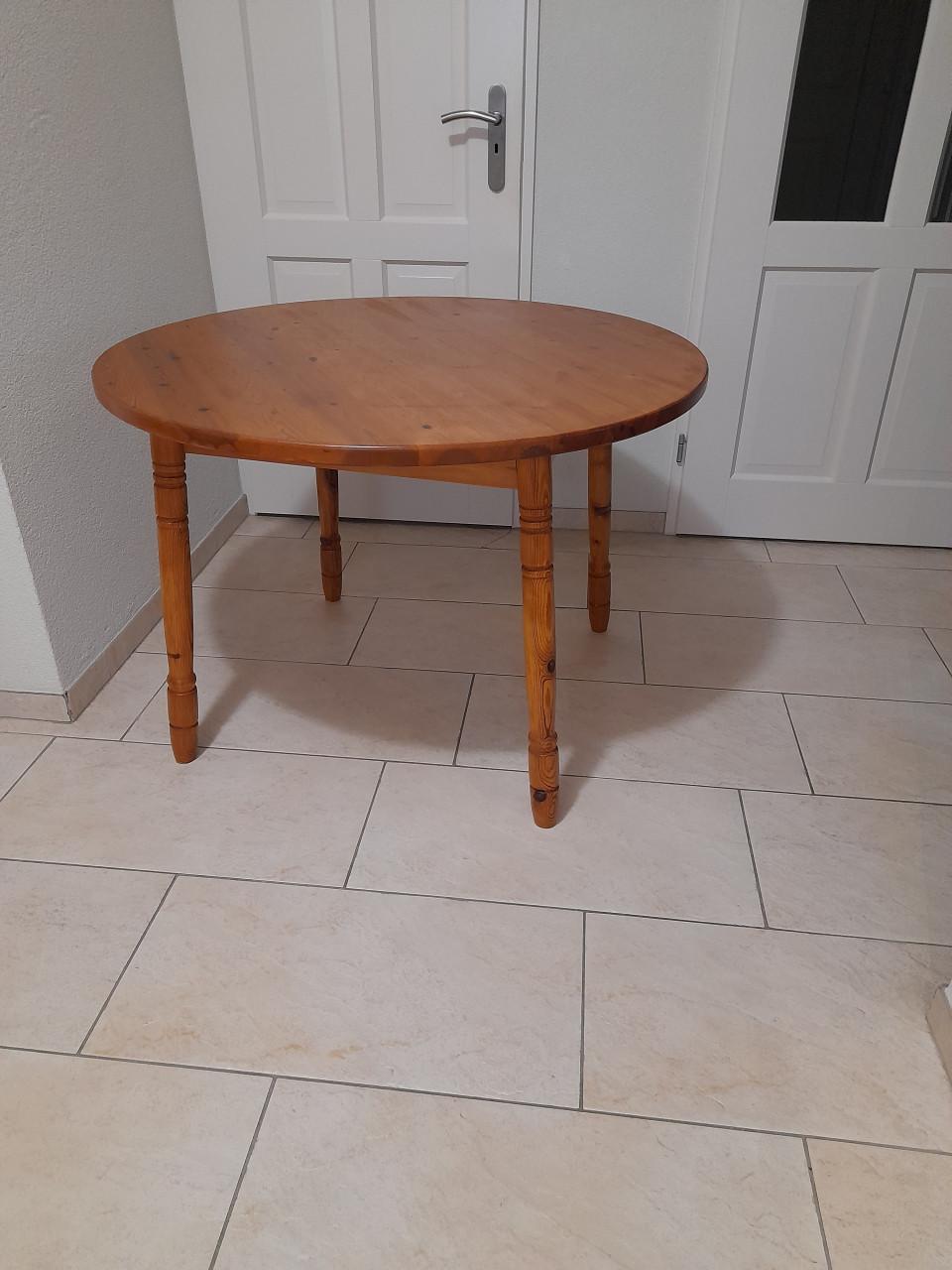 Massief houten ronde tafel 106 x 73H ( in goede nette staat )