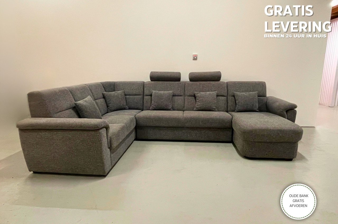 GRATIS LEVERING HEEL NL Groot Grijze Stoffen U Bankstel