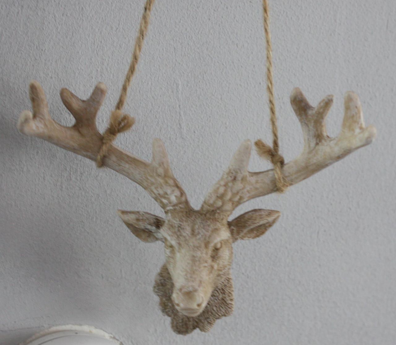 Set van 2 grote beige  elandhoofd hanger