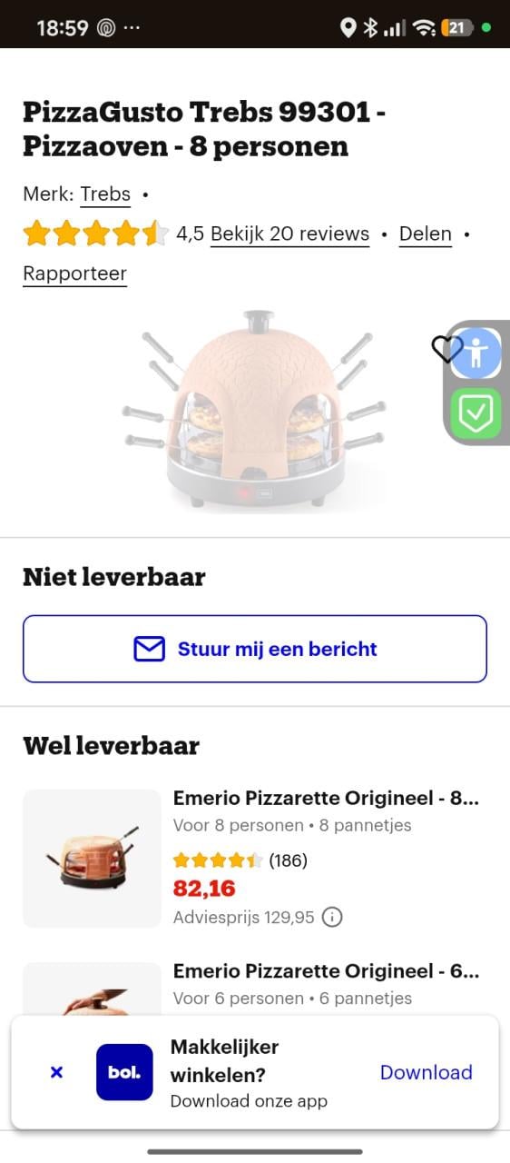 Pizzarette 8 persoons ongebruikt