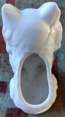 Wit Stenen poezen vaasjes 14 cm.