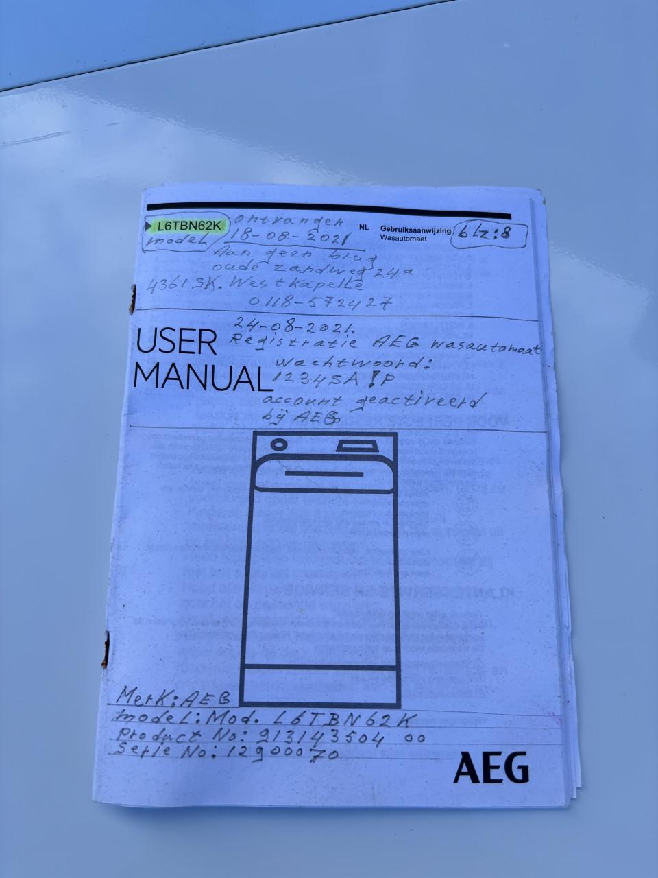 AEG Wasmachine,  bovenlader