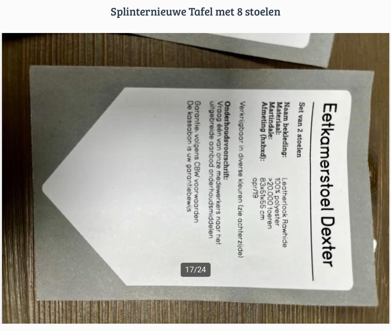 Nieuwe tafel met 8 stoelen