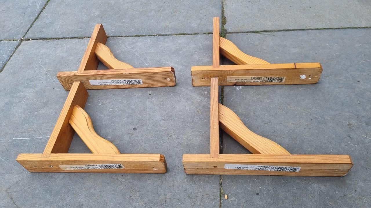 4x houten plankdrager