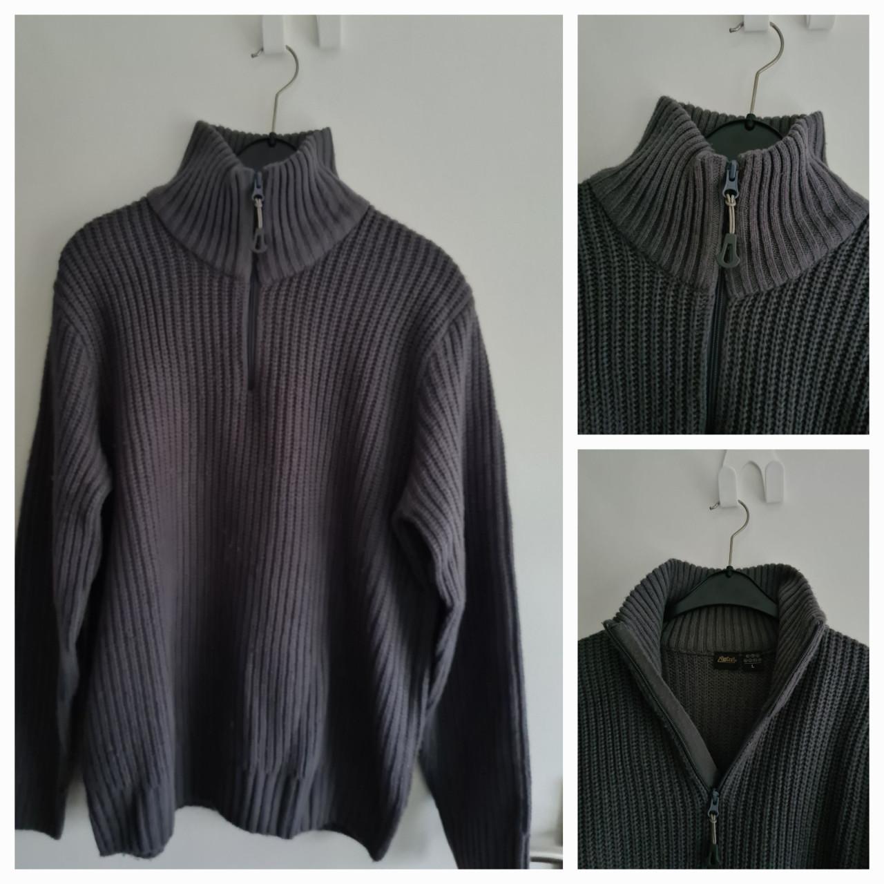 Top Craft antraciet grijze gebreide schippers trui met rits  Maat L