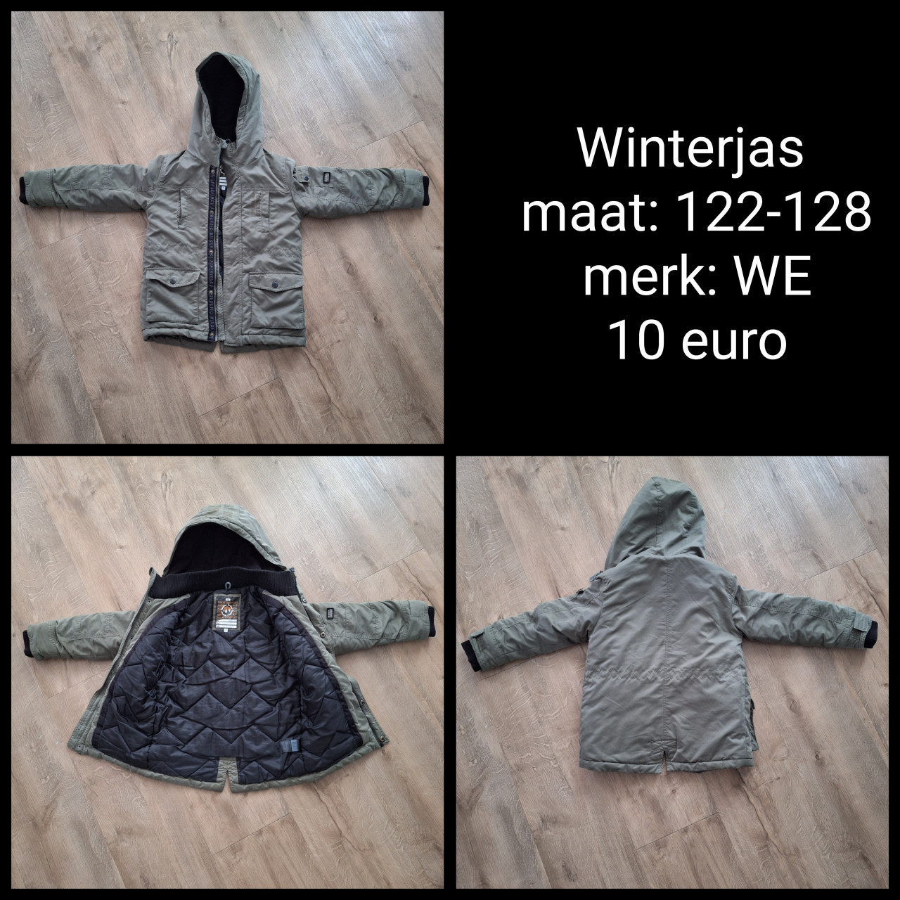 Groene winterjas (maat 122-128)