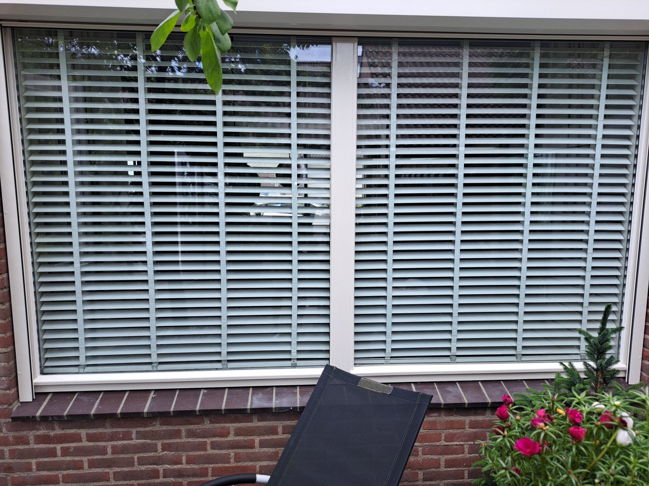 Witte houten jalouzieen