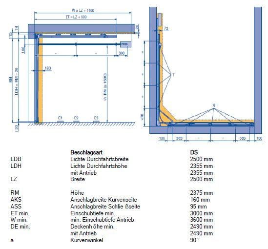 Hörmann zijdelingse-sectionaaldeur 2375x2500 mm NIEUW