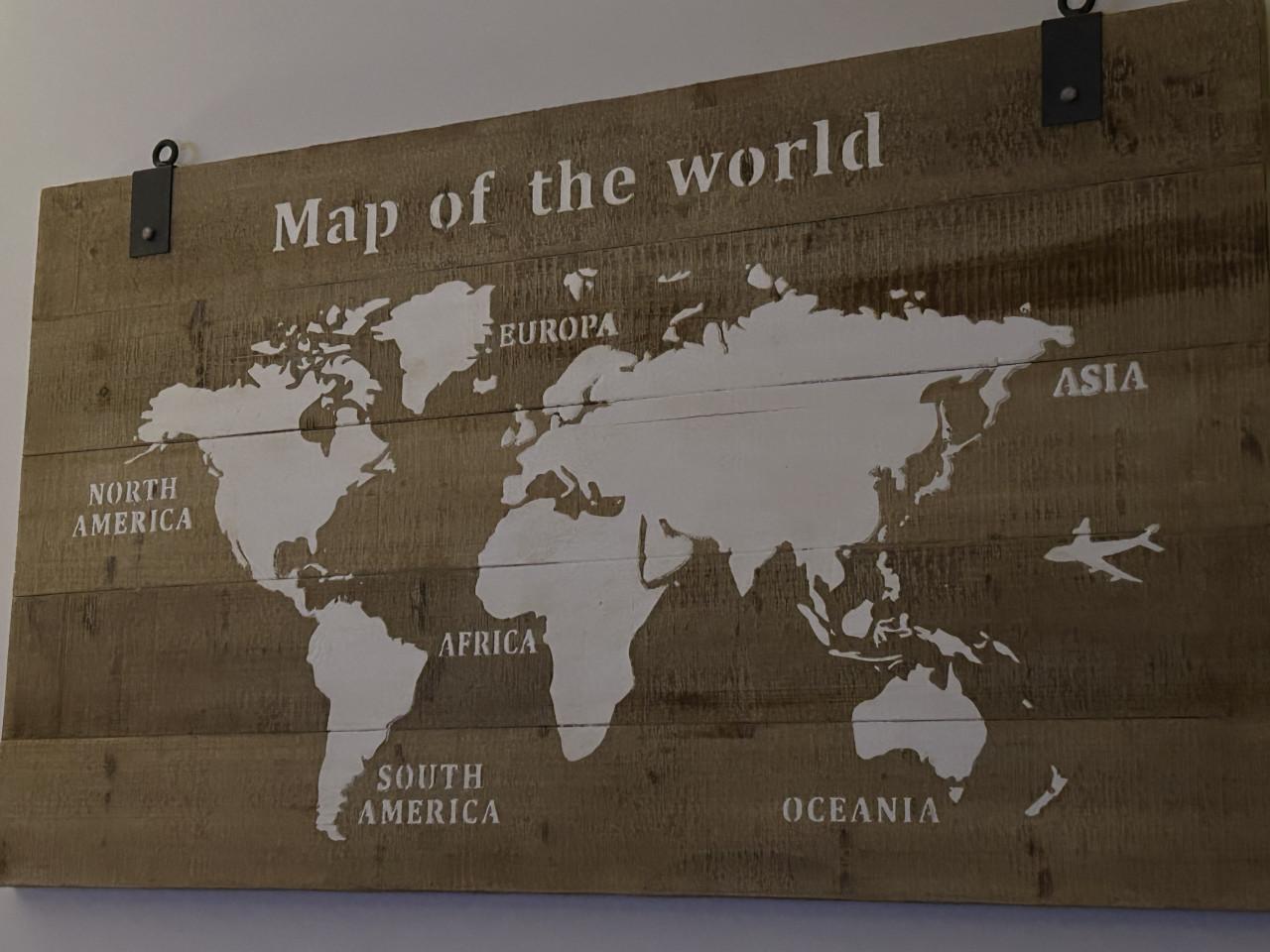 Wand paneel wereldkaart