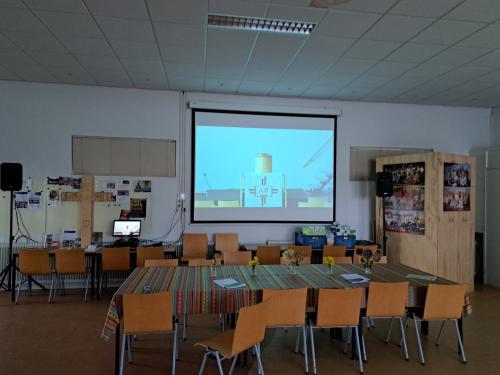 Projectiescherm, elektrisch bedienbaar