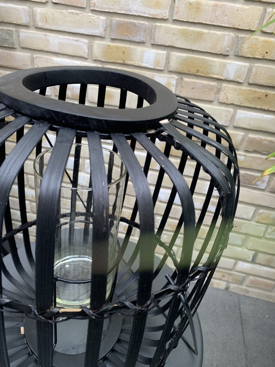 Windlicht met glazen kaarsen houder