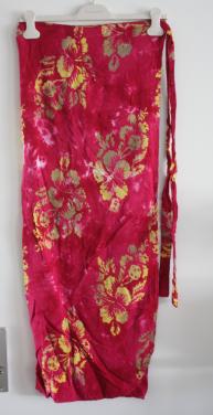 Roze wikkelrok lang met gele bloemen  maat xL