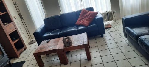 Bankstel 2 en 3 zits zwart leer.