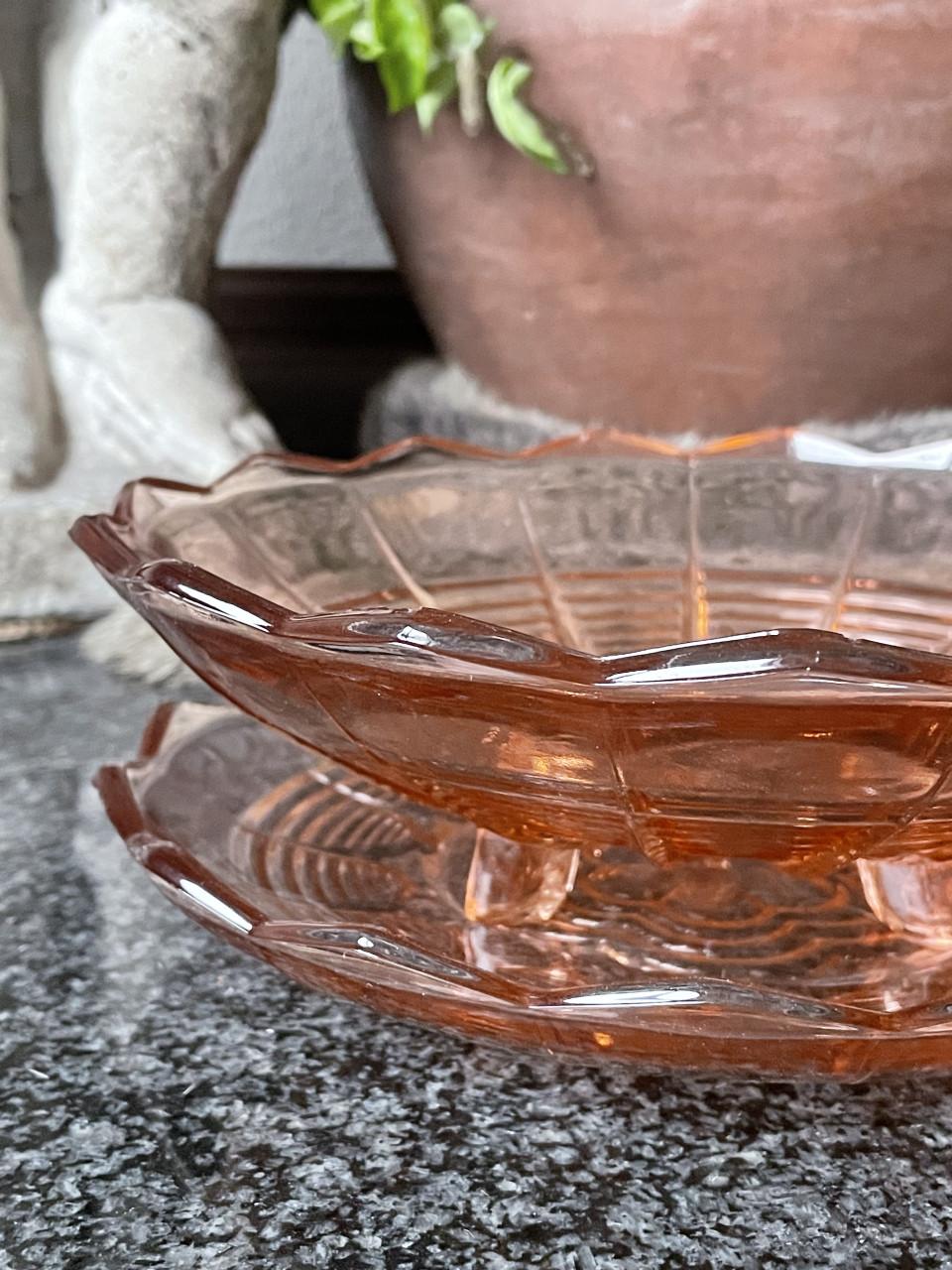 Persglazen fruitschaal met bord (set)