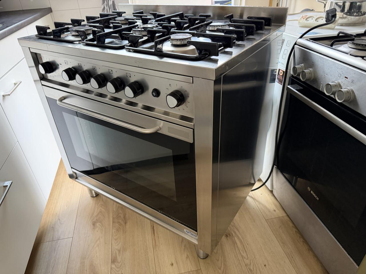 Luxe semi-prof. KRONUS RVS Gasfornuis (90cm) - 5 Pitten & Grote Oven