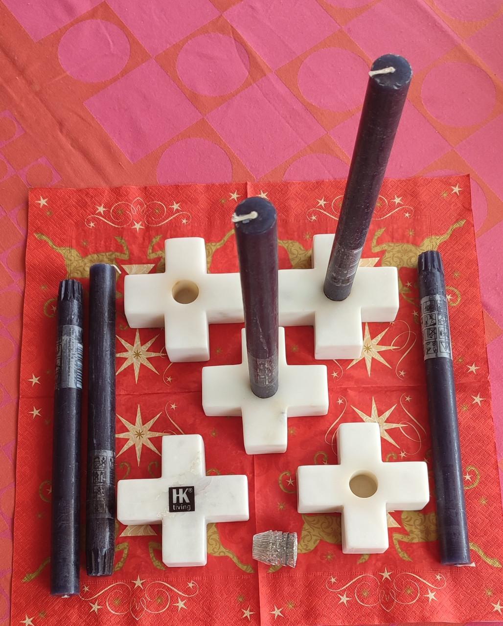 HK Living Marmeren kandelaar - 4 st, met 4 lange kaars inbegrepen = €16