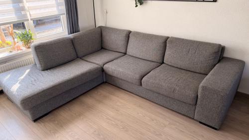 Hoekbank stof antraciet 6-zits