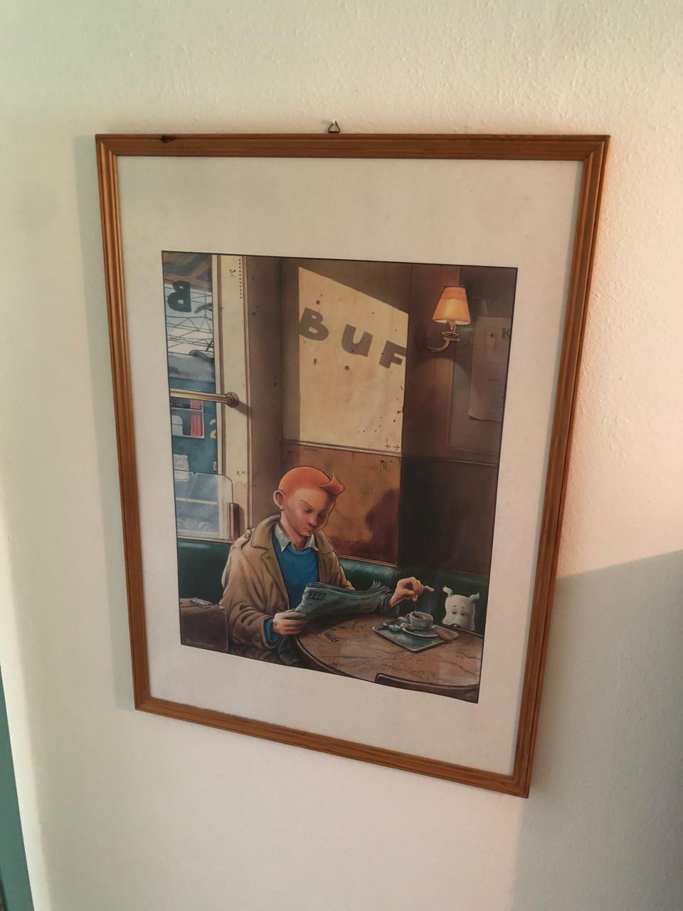 Poster Kuifje en Bobbie in café