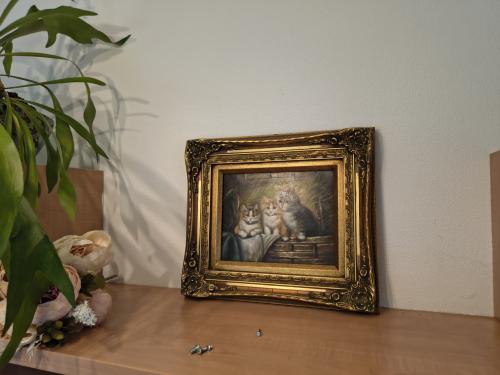Schilderijtje met 3 katjes