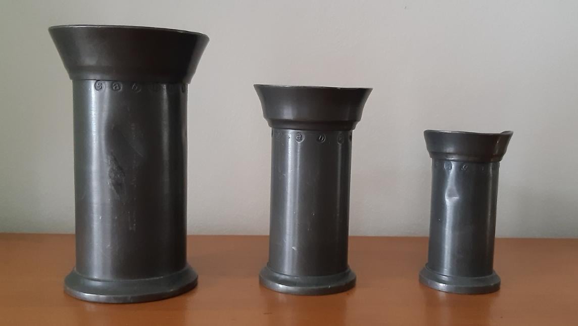 3 tinnen maatkannetjes