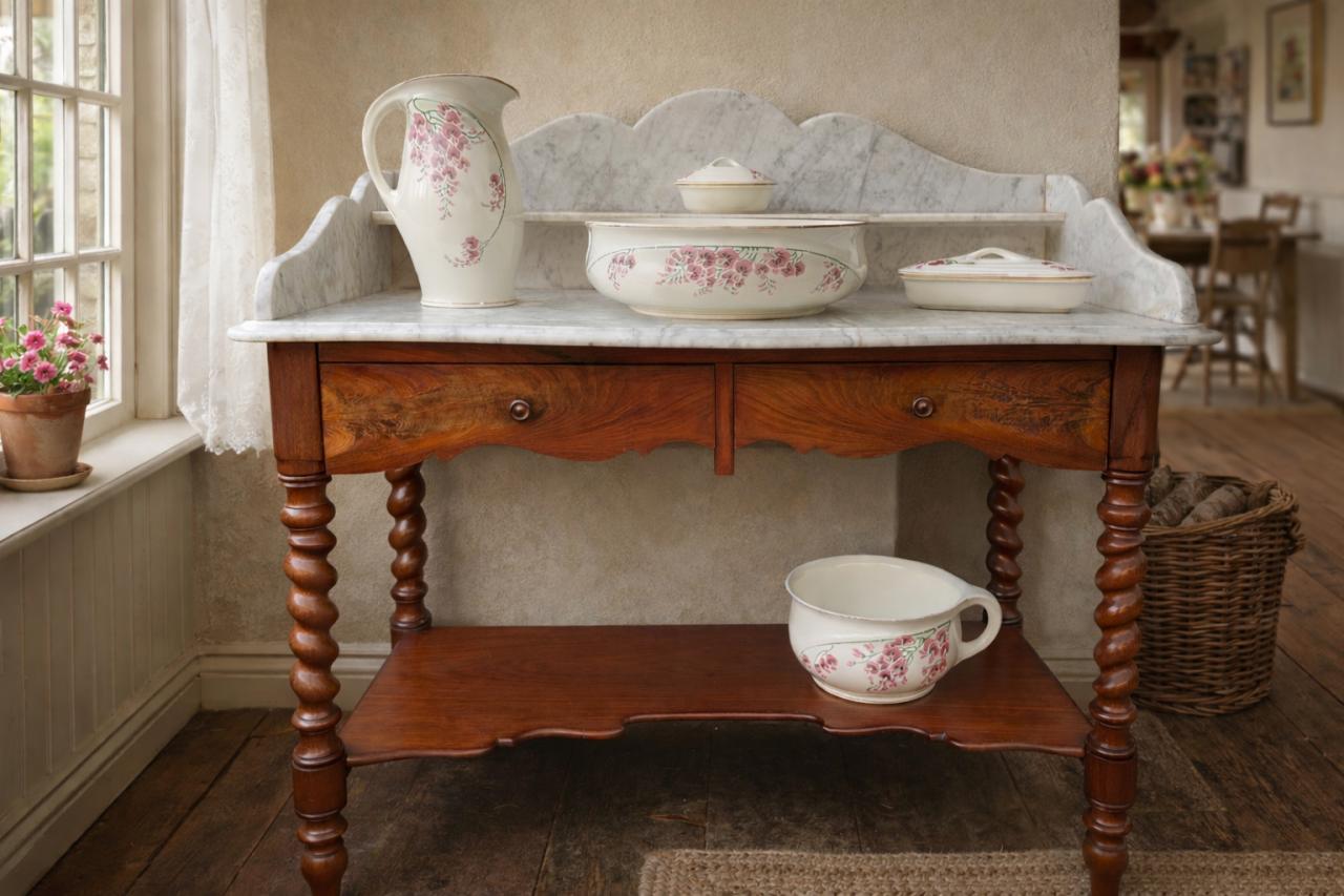 Prachtige Wastafel met lampet stel