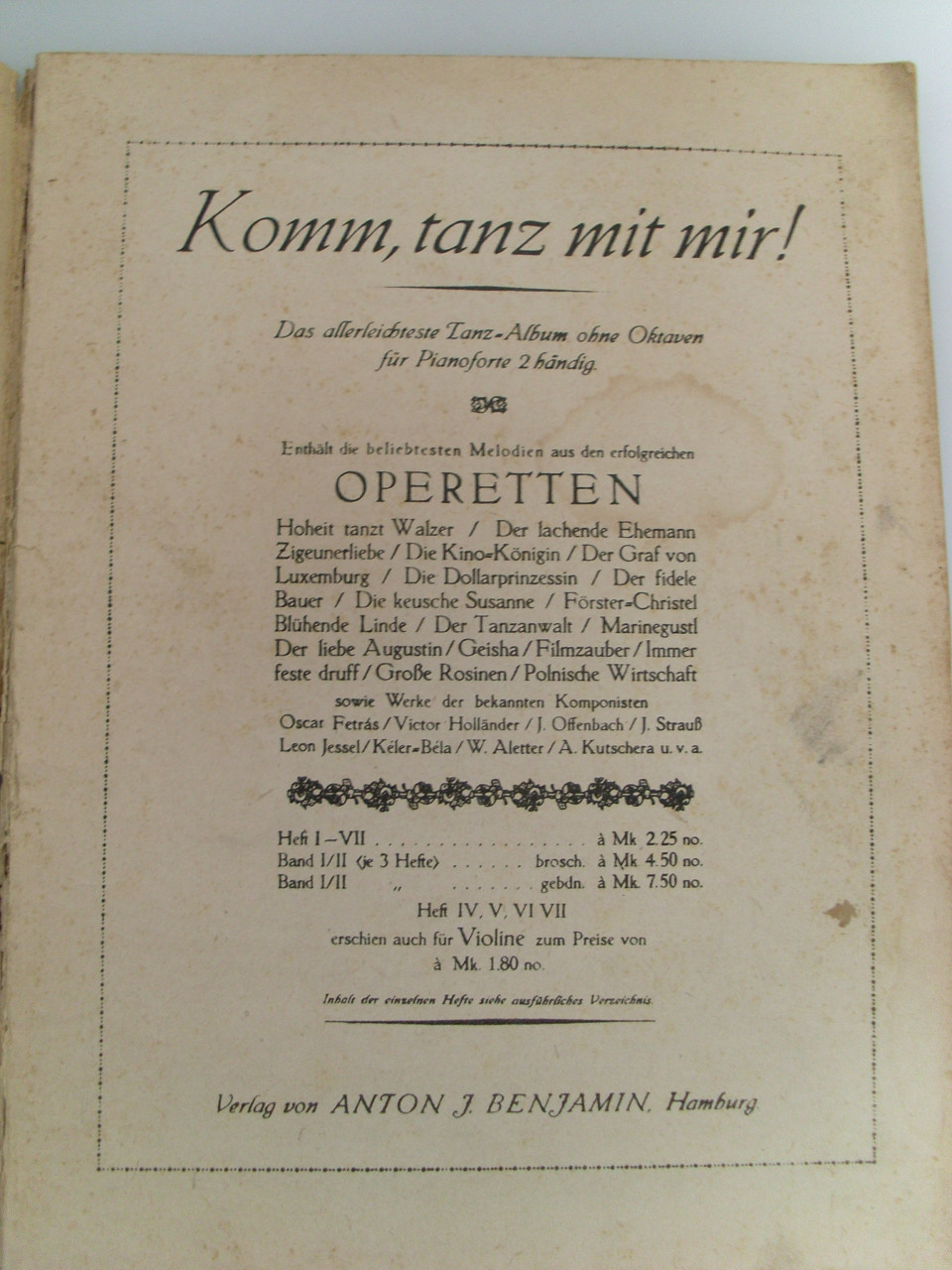 Anton J Benjamin Komm tanz mit mir editie 1910