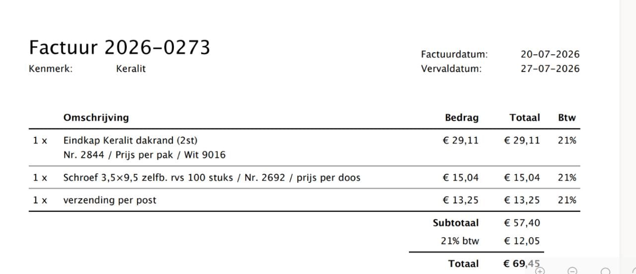 Keralit eindkap (2844) - kleur RAL 9016