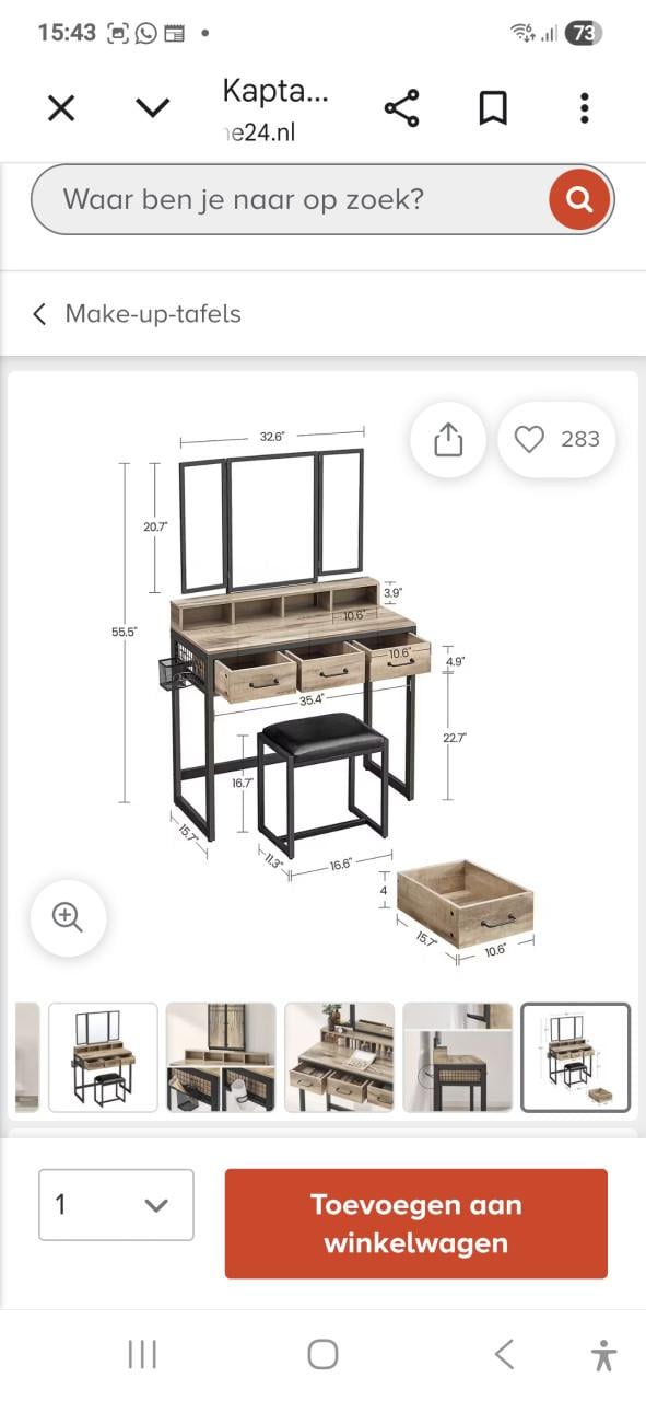 Kaptafel met spiegel