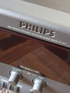 Leuk vintage Philips FC911 auto reverse, double compact cassette deck...