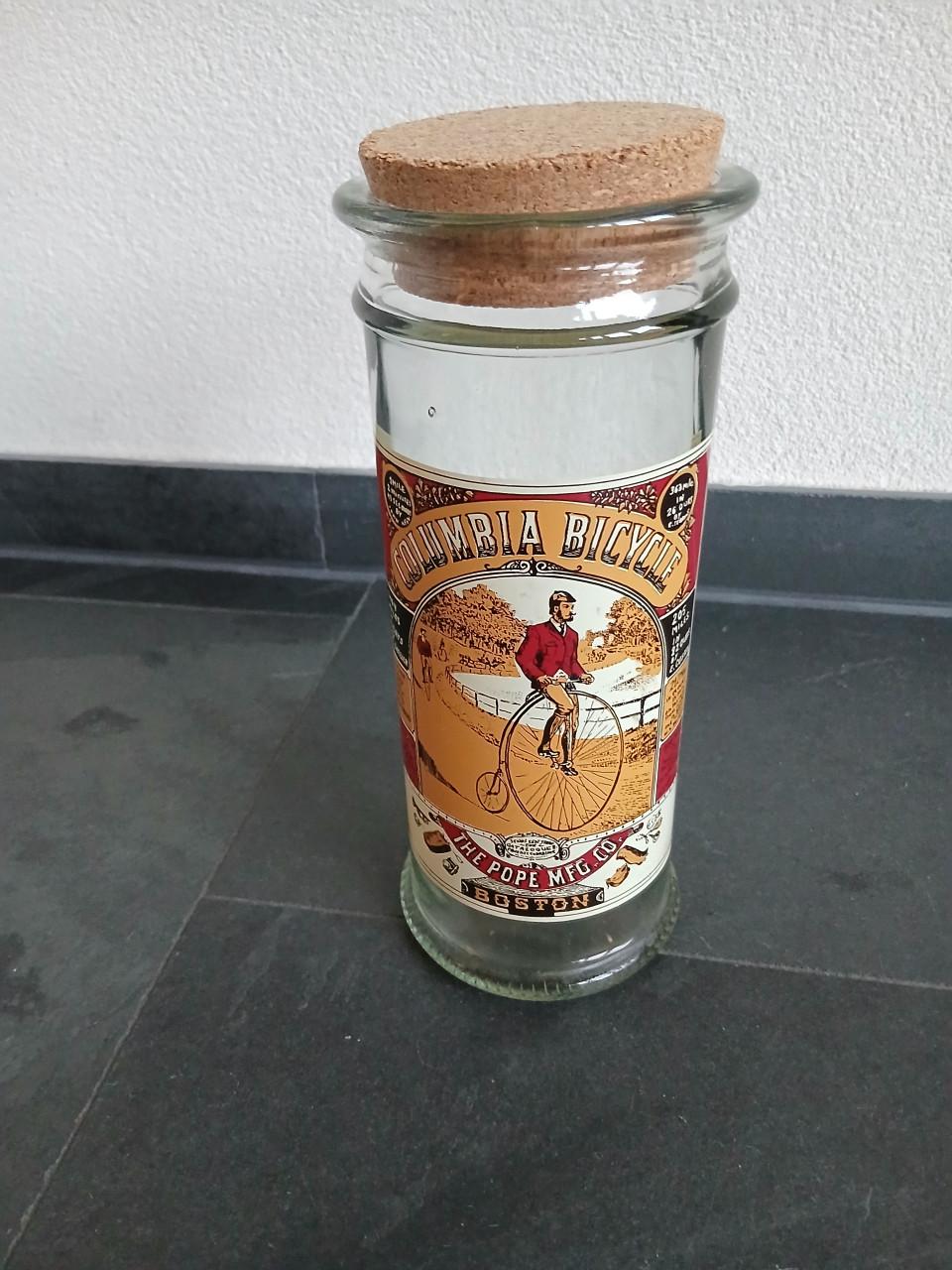 Vintage glazen pot met kurk - Columbia Bicycle