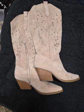 Lange cowboylaarzen beige suède