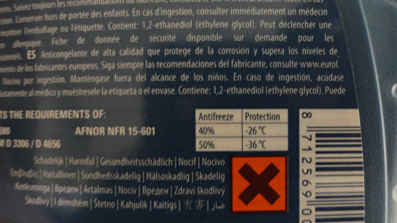 Eurol Antifreeze BS 6580 Concentraat-NIEUW 2 X 1 LITER