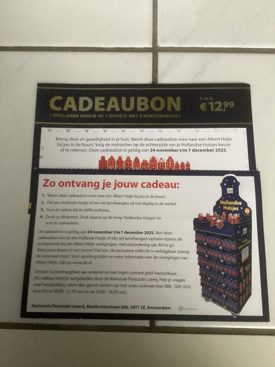2 postcodeloterij huisjes cadeaubonnen GERESERVEERD