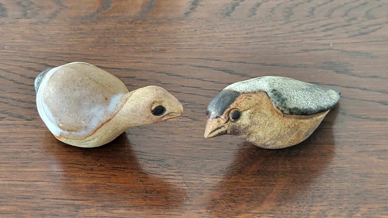 Set vintage vogelbeeldjes Tremar Pottery UK