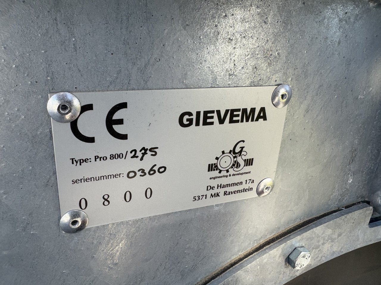 Gievema 800-275 HD hydr veegmachine