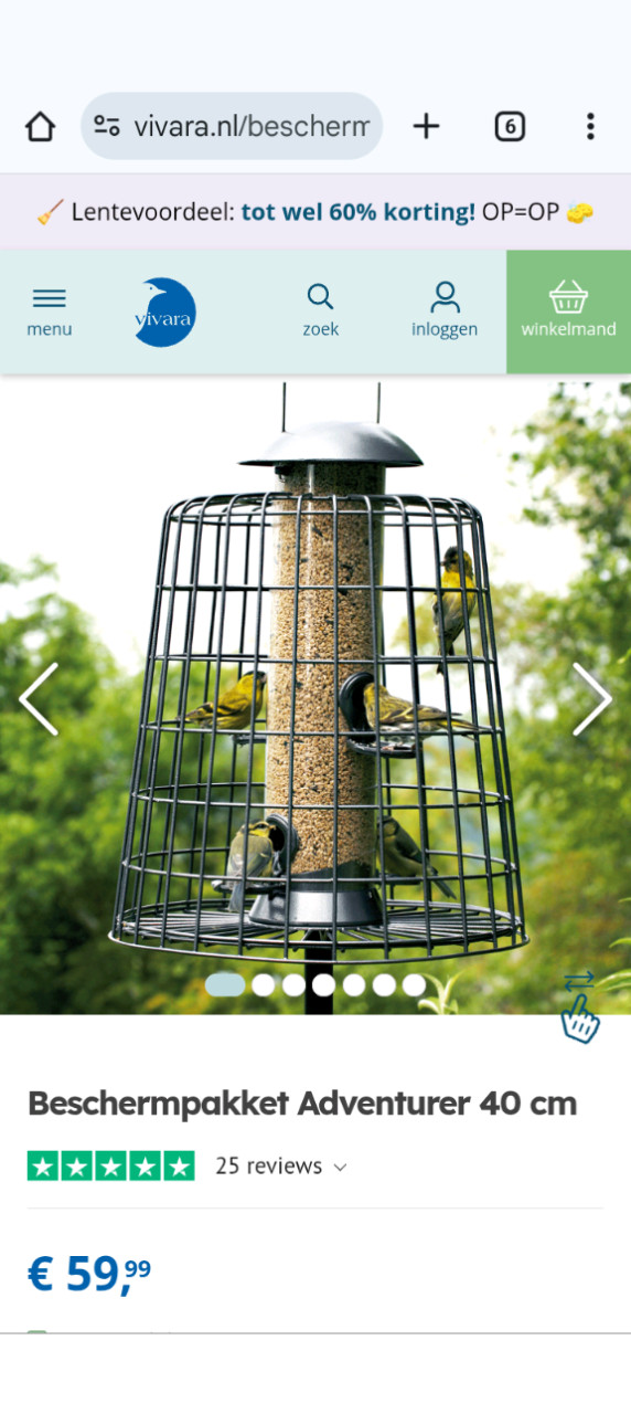 VOERKOOI VOOR VOGELS voor buiten met opvangbak en voer