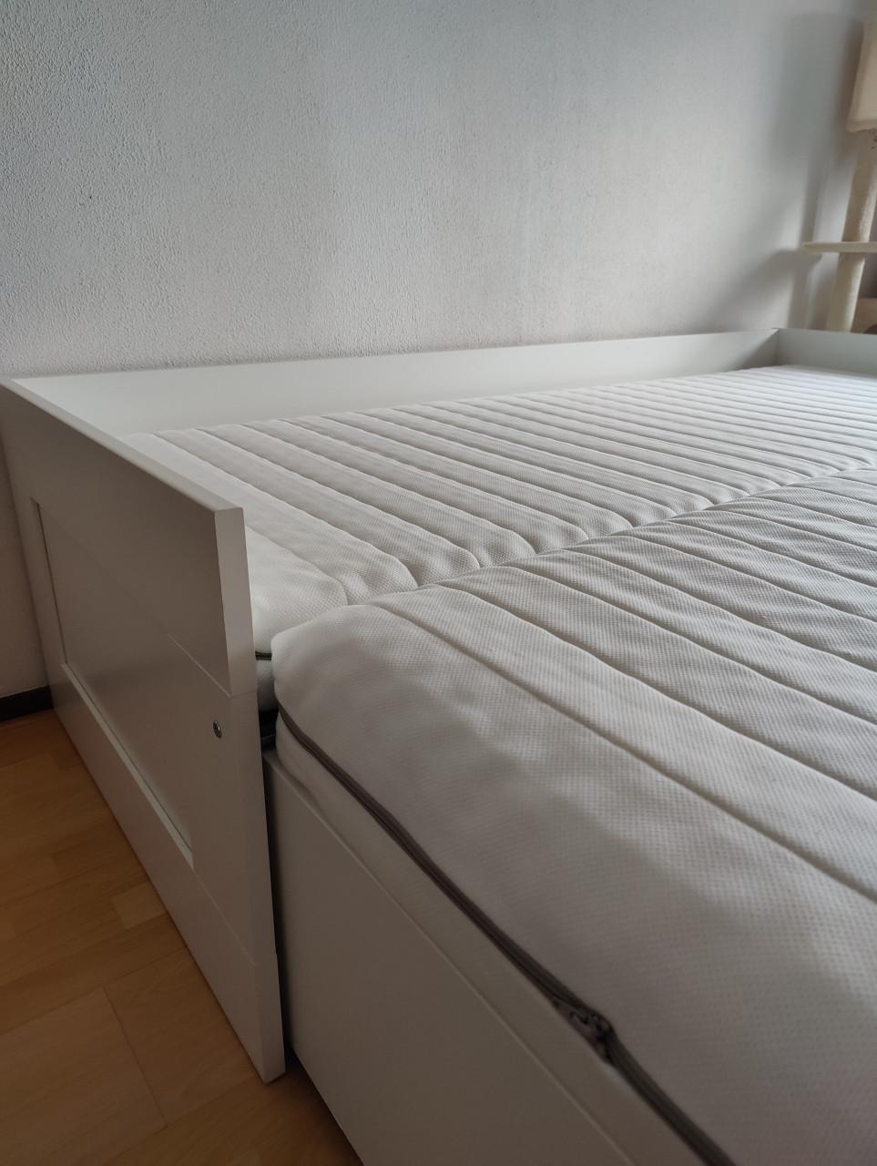 Logeer bed uitschuifbaar één of tweepersoons - IKEA bedbank + 2 matrassen
