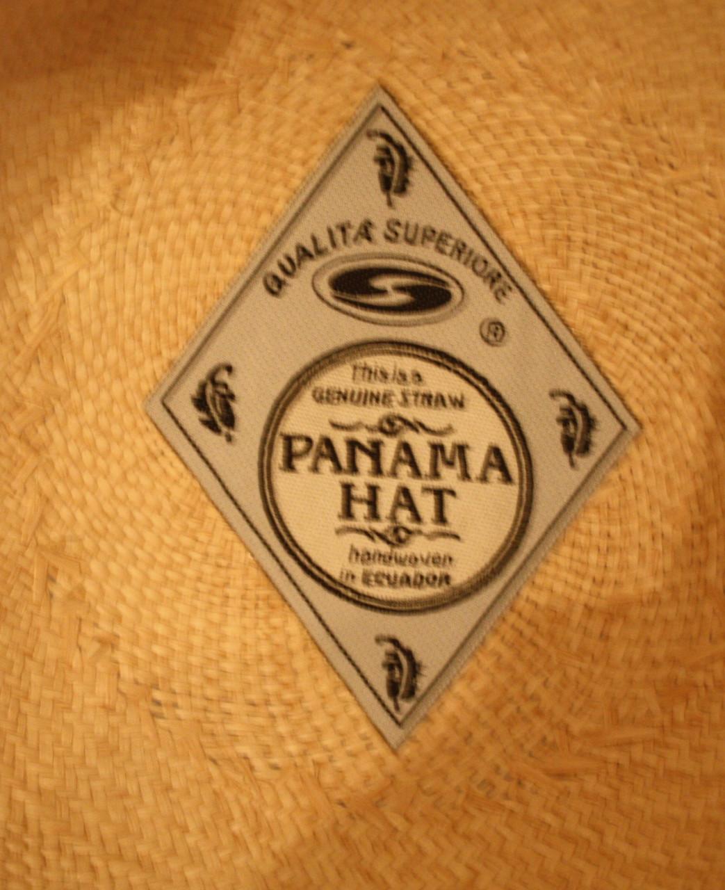 Panama hat met bloem beige