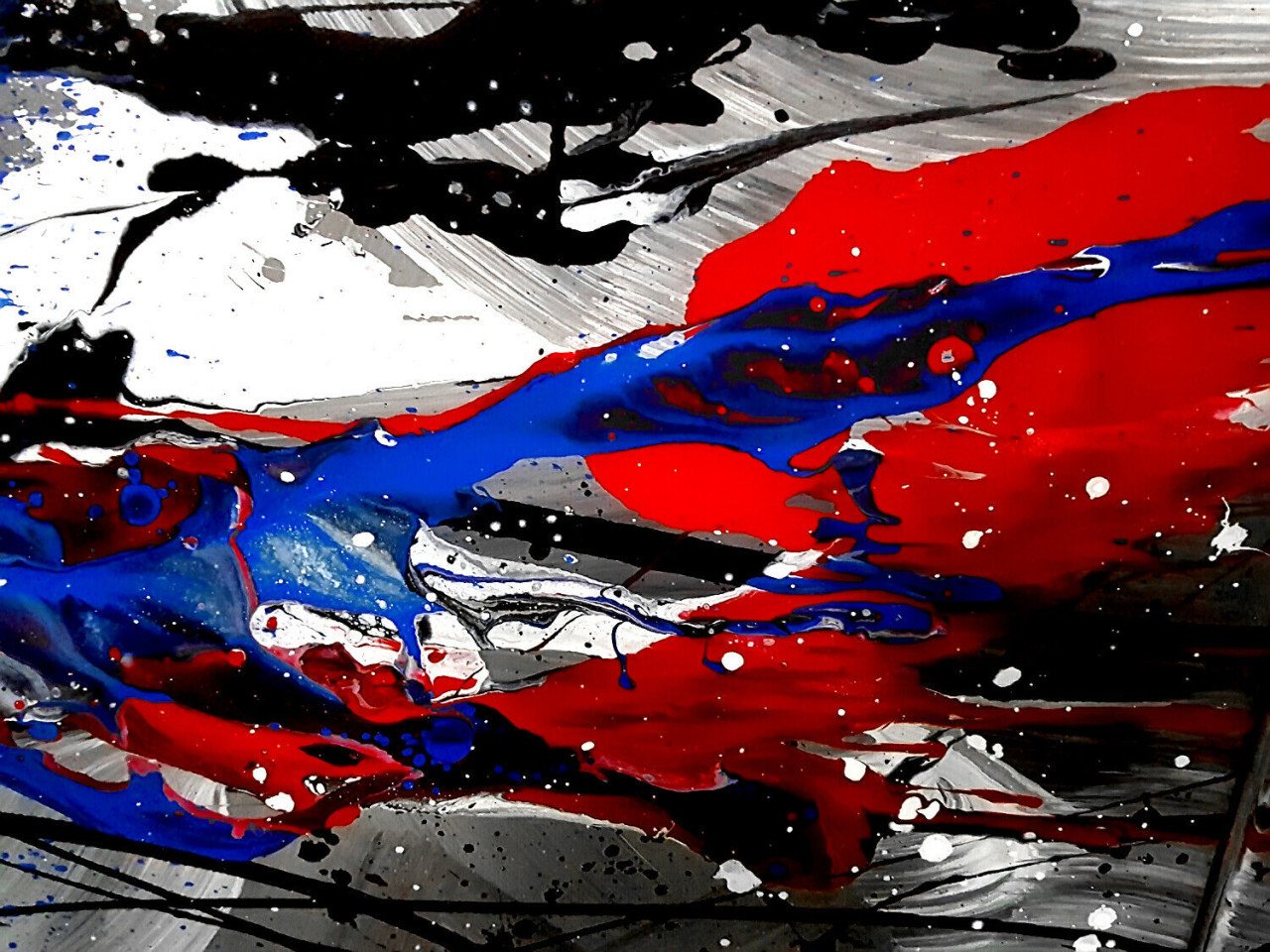" Abstract Passion " Prachtig Acryl 5 luik 150 cm x 70 cm
